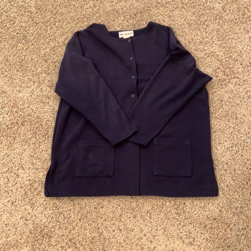 Large navy blue button down cardigan